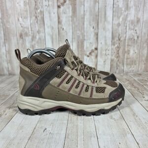 The North Face Women's Hiking Boots Brown Burgundy Leather Waterproof Size 6.5